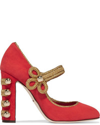 Escarpins en daim ornés rouges Dolce & Gabbana