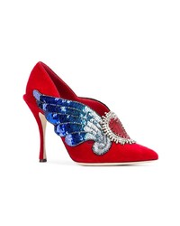 Escarpins en daim ornés rouges Dolce & Gabbana