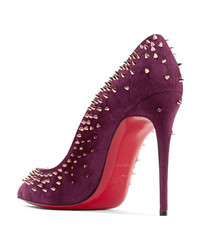 Escarpins en daim pourpre foncé Christian Louboutin