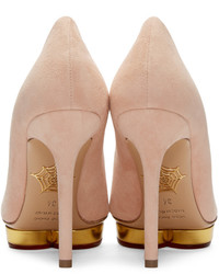 Escarpins en daim roses Charlotte Olympia