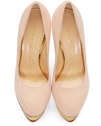 Escarpins en daim roses Charlotte Olympia