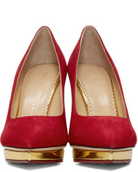 Escarpins en daim rouges Charlotte Olympia