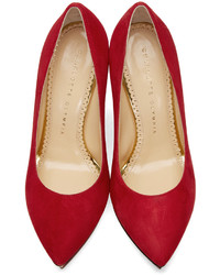 Escarpins en daim rouges Charlotte Olympia