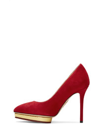 Escarpins en daim rouges Charlotte Olympia