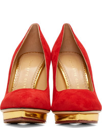 Escarpins en daim rouges Charlotte Olympia