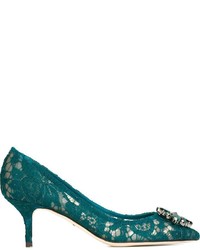 Escarpins en dentelle bleu canard Dolce & Gabbana