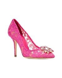 Escarpins en dentelle fuchsia Dolce & Gabbana