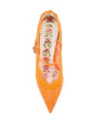 Escarpins en dentelle orange Gucci