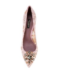 Escarpins en dentelle ornés roses Dolce & Gabbana