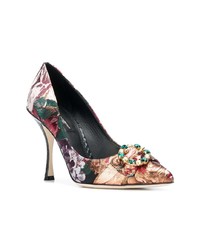 Escarpins en satin imprimés multicolores Dolce & Gabbana
