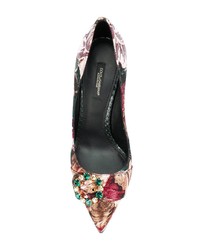 Escarpins en satin imprimés multicolores Dolce & Gabbana