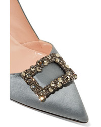 Escarpins en satin ornés gris foncé Sarah Jessica Parker