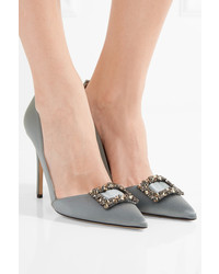 Escarpins en satin ornés gris foncé Sarah Jessica Parker