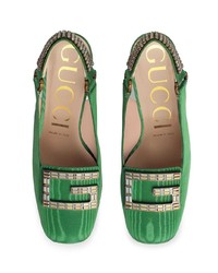 Escarpins en satin verts Gucci