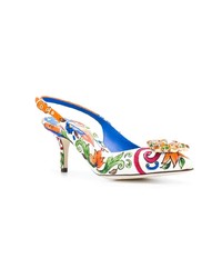 Escarpins en toile à fleurs multicolores Dolce & Gabbana