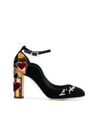 Escarpins en velours brodés noirs Dolce & Gabbana