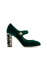 Escarpins en velours vert foncé Dolce & Gabbana