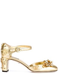 Escarpins ornés dorés Dolce & Gabbana