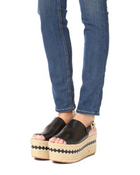 Espadrilles à rayures horizontales noires Tory Burch