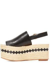 Espadrilles à rayures horizontales noires Tory Burch