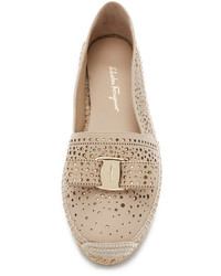 Espadrilles en cuir beiges Salvatore Ferragamo