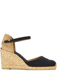 Espadrilles en cuir bleu marine Castaner