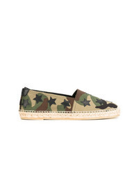 Espadrilles en cuir camouflage olive