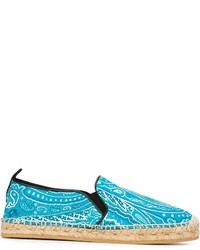 Espadrilles en cuir imprimées turquoise