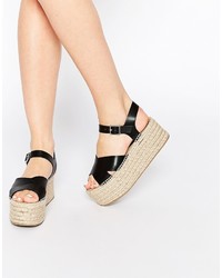 Espadrilles en cuir noires Asos