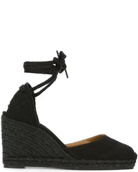 Espadrilles en cuir noires Castaner