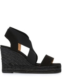 Espadrilles en cuir noires Castaner