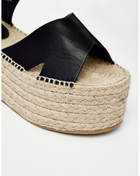 Espadrilles en cuir noires Asos