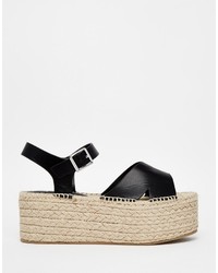 Espadrilles en cuir noires Asos