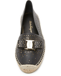 Espadrilles en cuir noires Salvatore Ferragamo