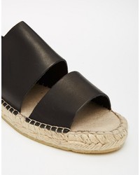 Espadrilles en cuir noires Pieces