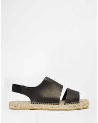 Espadrilles en cuir noires Pieces