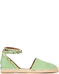 Espadrilles en cuir vert menthe