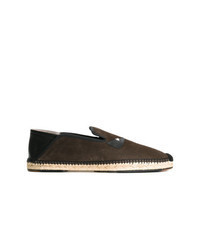 Espadrilles en daim brodées marron foncé