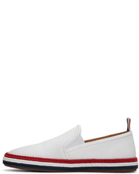 Espadrilles en toile à rayures horizontales blanches Thom Browne