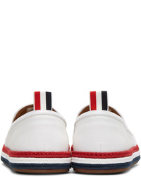 Espadrilles en toile à rayures horizontales blanches Thom Browne