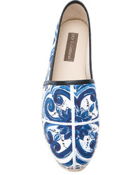 Espadrilles en toile imprimées bleues Dolce & Gabbana
