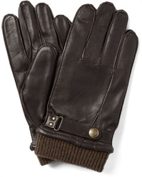 Gants en cuir marron foncé Dents