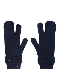 Gants en laine en tricot bleu marine