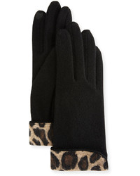 Gants imprimés léopard noirs