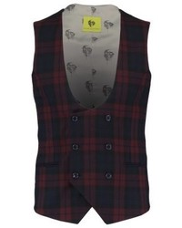 Gilet à carreaux pourpre foncé Noose & Monkey