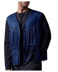 Gilet en daim bleu marine