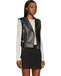 Gilet sans manches en cuir noir Diesel Black Gold