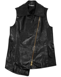 Gilet sans manches en cuir noir