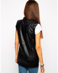 Gilet sans manches en cuir noir Goldie