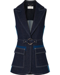 Gilet sans manches en denim orné bleu marine